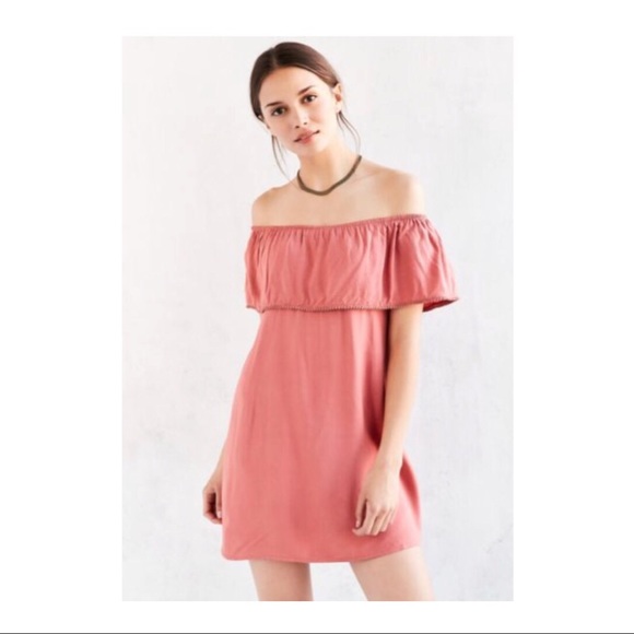 Motel Rocks Dresses & Skirts - motel ruffle off the shoulder mini dress in blush Motel Rocks Dresses & Skirts - motel ruffle off the shoulder mini dress in blush